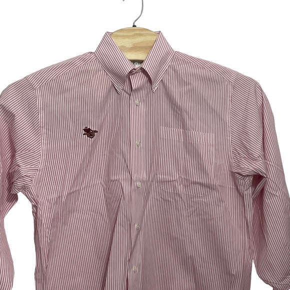 Fairway & Greene Medium Cotton Button Up Red White Stripe Pocket - Picture 6 of 7